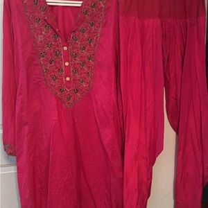 Elegant Pink Embroidered Women's Top